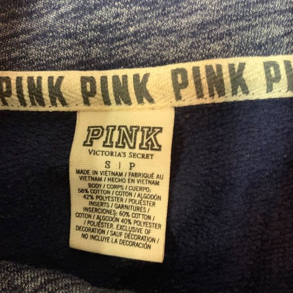 PINK VS Victoria's Secret Womens Gray 1/4 Zip Dog Logo Pullover Sweatshirt-SMALL - Picture 6 of 7